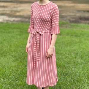 Women’s Pink/Mauve Striped Knit Dress